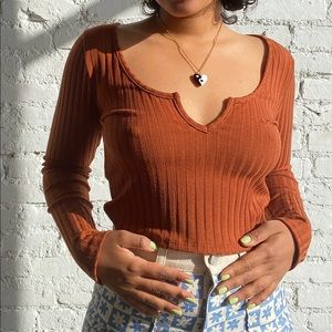 NWT Lisa Says Gah Helena Long Sleeve Top in Cognac